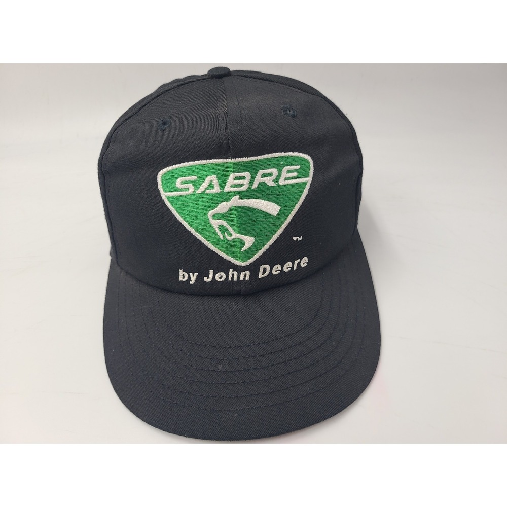 Vintage John Deere Sabre Cut Loose Snapback Hat Cap Lawn Tractor Mower Men Black